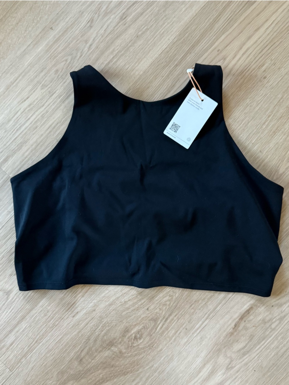 Quince Ultra Form High Neck Cropped Tank Black Sz XL NEW